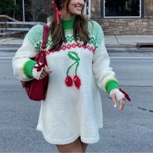 Free People Cherry Heart Sweater Dress